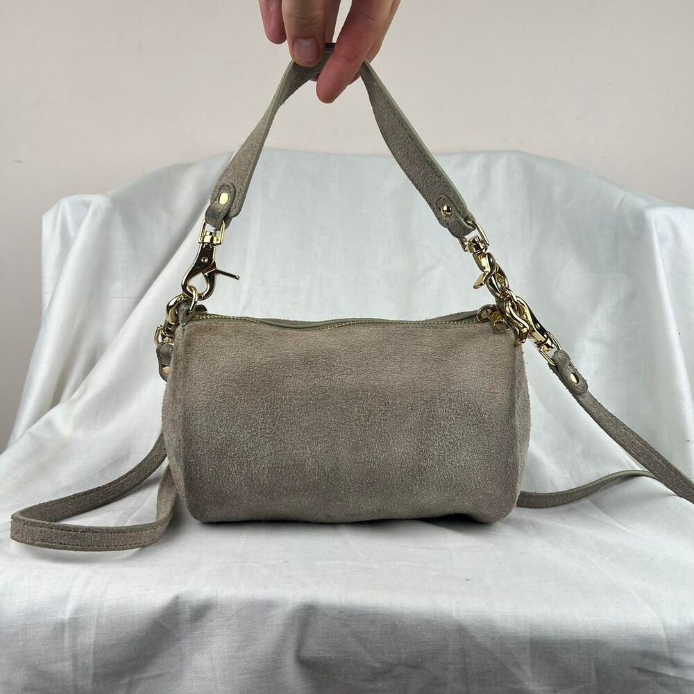 Miss Albright Grey Suede Crossbody Bag